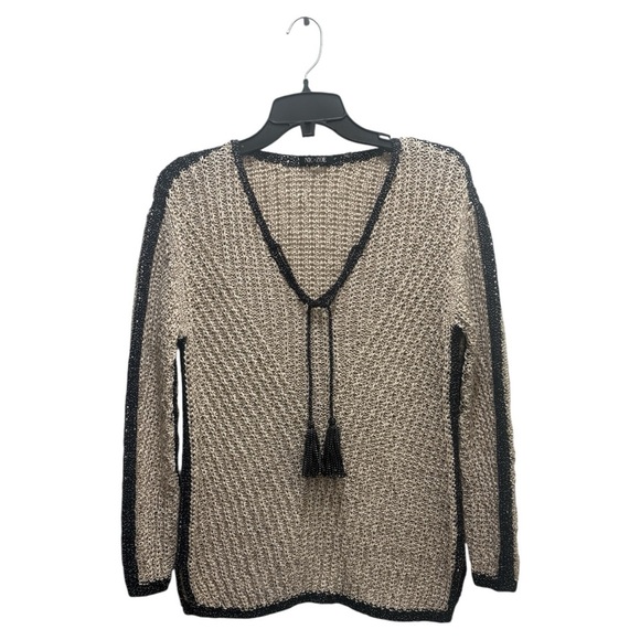 NIC+ZOE Black and Cream V-Neck Sweater - Picture 4 of 4